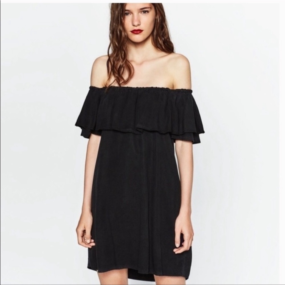 Zara off the shoulder black dress